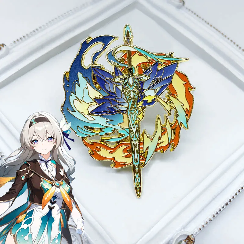 

Game Honkai Star Rail Firefly Cosplay Brooch Adult Unisex Alloy Enamel Badge Lapel Pins Bag Costume Ornament Accessories Prop