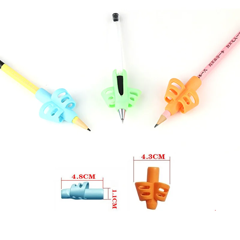 3Pcs/Set Soft Silica Pencil Grasp Two-Finger Gel Pen Grips Children Writing Training Correction Tool Pens Holding for Kids Gifts