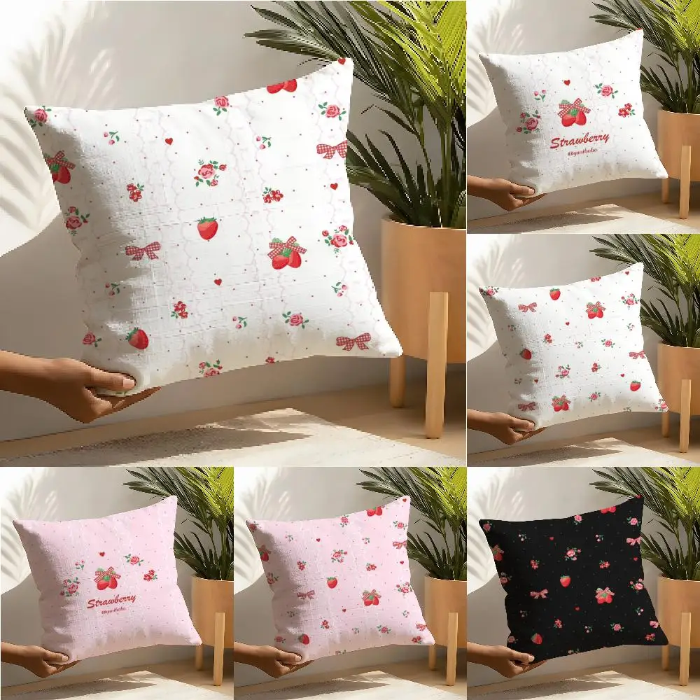 Cute Strawberry flowers Pillow Case linen pillow case sofa home decor cushion cover cushion cove