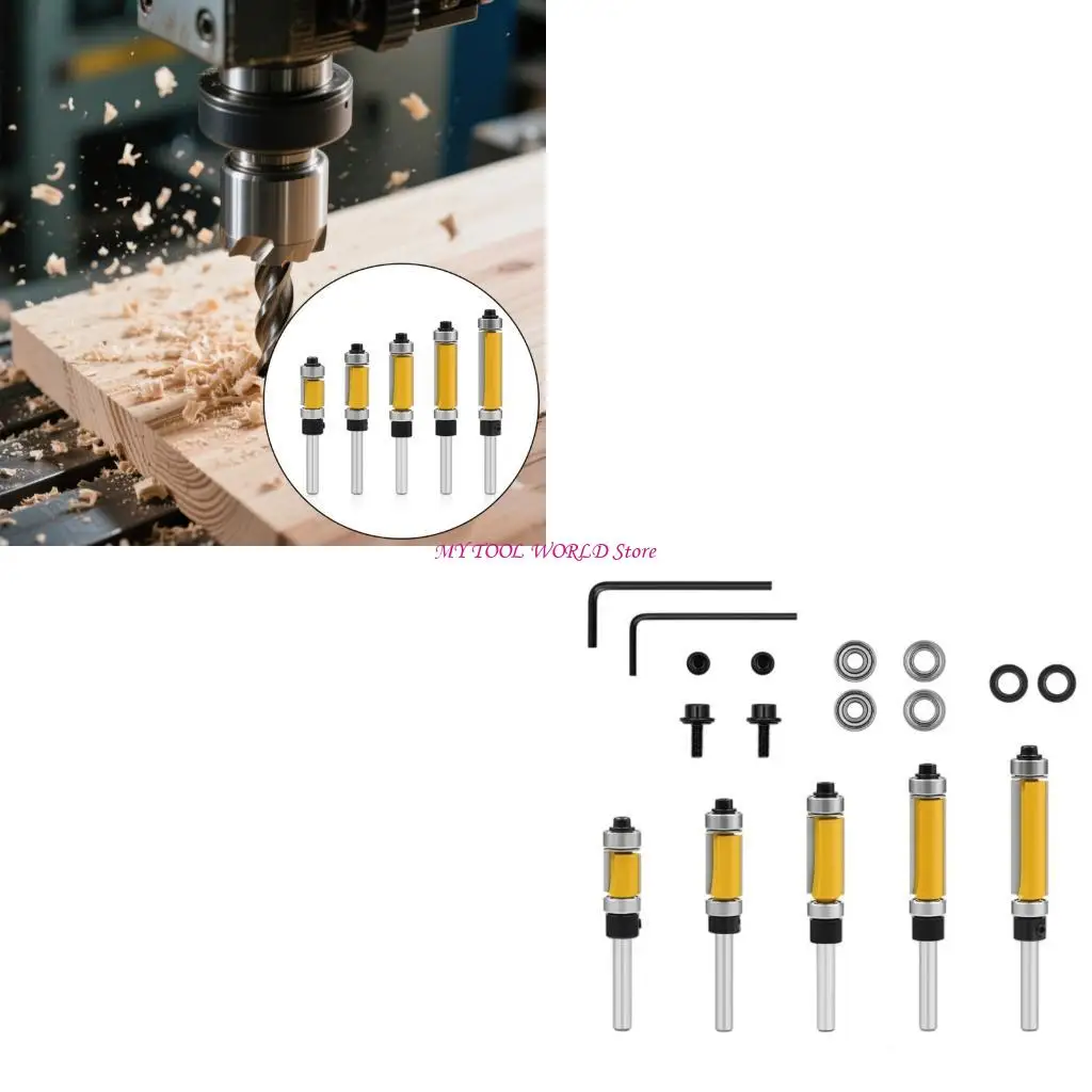 

5/15Pcs 1/4inch Shank Milling Cutter Carving Edged Trimmer Router Bit A2BB