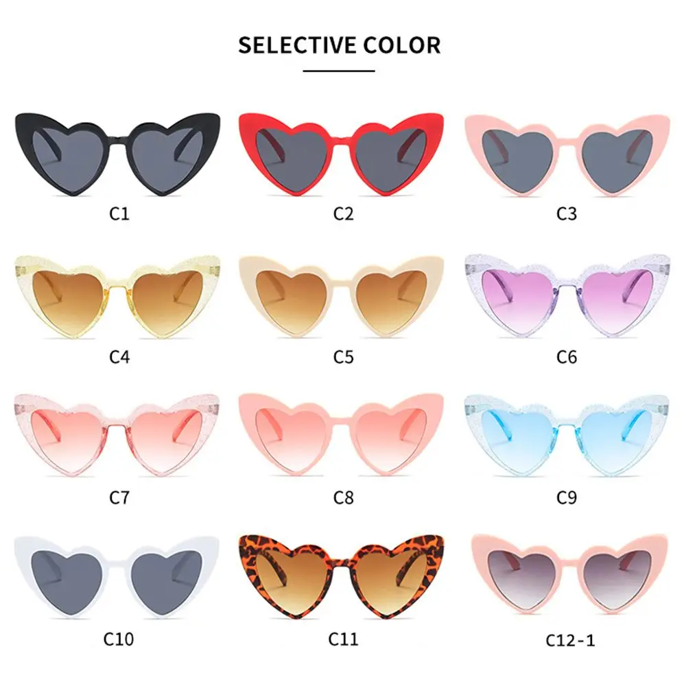 Fashion Love Heart Sunglasses Clout Goggle Eyewear Heart-Shaped Sunglasses Vintage Sunglasses UV400 Protection