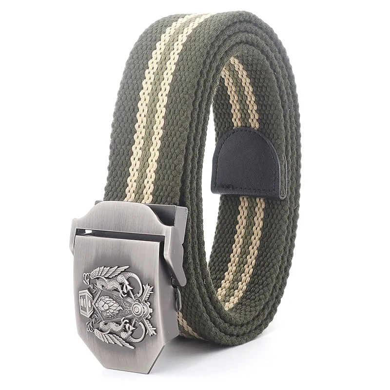 Retro Metal Buckle Canvas Webbing Belt Men Outdoor Sport Military Tactics Waistband Fashion Youth Street Jeans Nylon Waist Belts