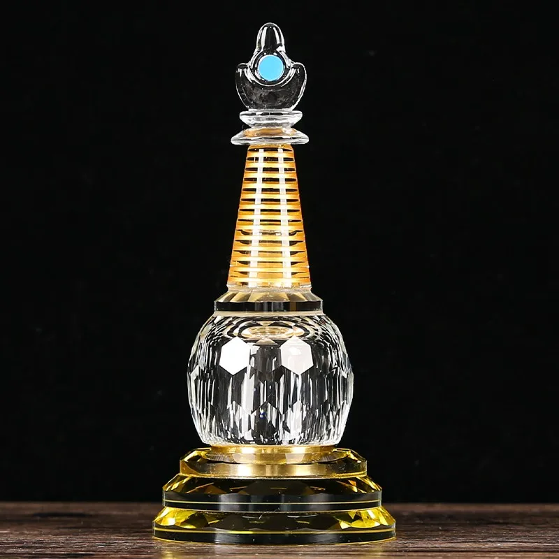 pagode-bouddhiste-en-cristal-ustensiles-bouddhistes-menagers-stupa-de-style-tibetain