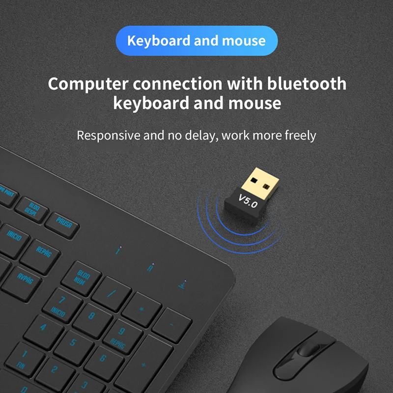 Bluetooth 5,0 адаптер, BT передатчик и приемник, внешний Звуковой адаптер, беспроводной USB-адаптер для компьютера, ПК, ноутбука