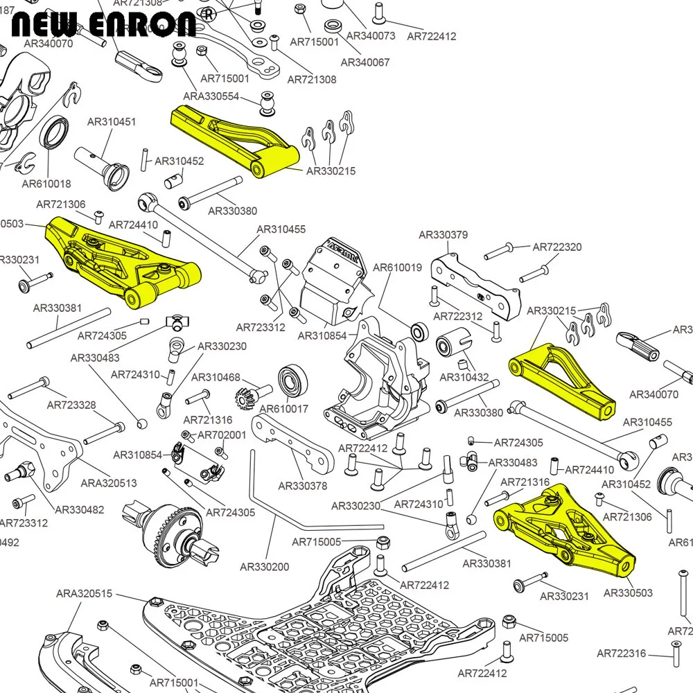 Legierungs-Vorder-/Hinter-Aufhängungsarme oben/unten AR330215 AR330503 AR330192 für RC-Auto 1/7 1/8 ARRMA 6S – Detail 7