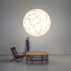 Nordic Moon Chandelier led white paper ball Suspension Lamp Living Room Bedroom Study Room Villa Duplex Building Kids Room lamp