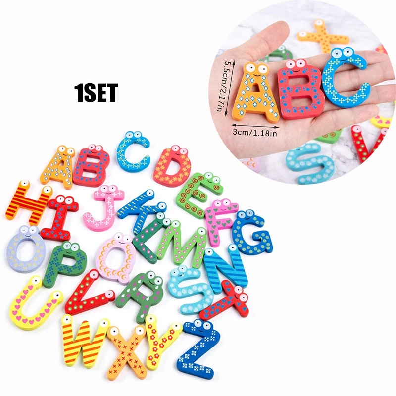 1Set Magnetic Learning Alphabet Letters Fridge Magnets Refrigerator Stickers Home decoration Wooden Educational Kids Toys