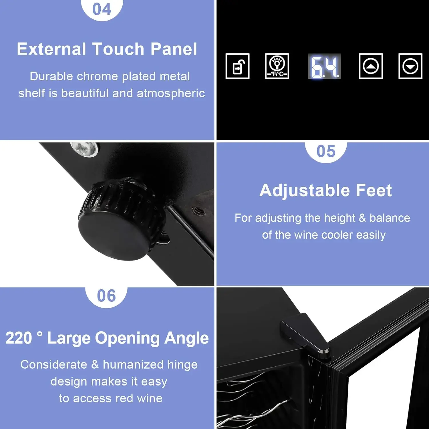 ตู้เย็นไวน์, ตู้แช่ไวน์แบบคอมเพรสเซอร์อิสระ, ตู้แช่ไวน์เครื่องดื่มพร้อมระบบควบคุมอุณหภูมิแบบดิจิตอล & Double-l