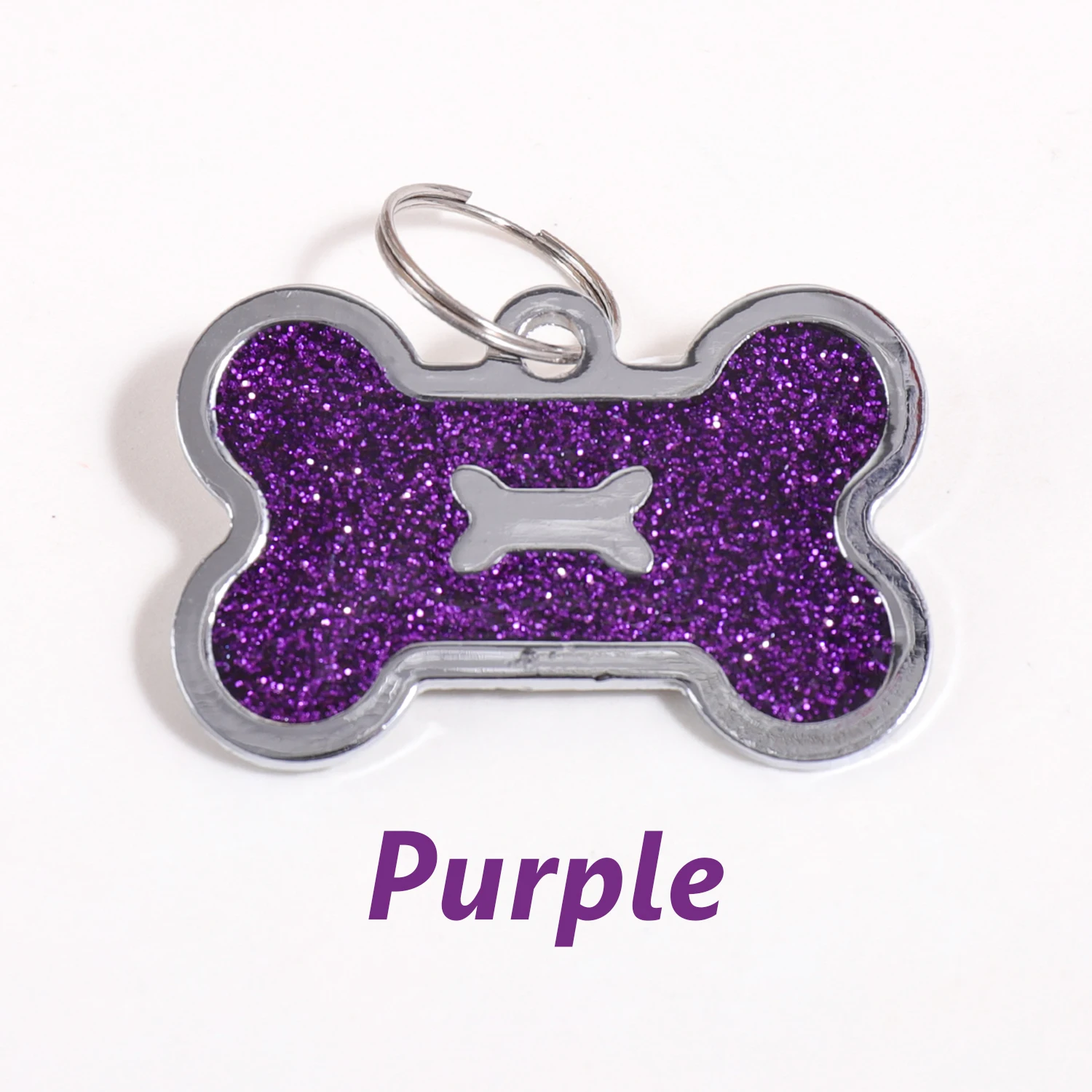 Gliterende gepersonaliseerde tekst hondenlabels, gepersonaliseerde naam honden ID-tag, laser gegraveerde tekst en nummer, halsband hanger, gepersonaliseerde naam huisdier ID-tag