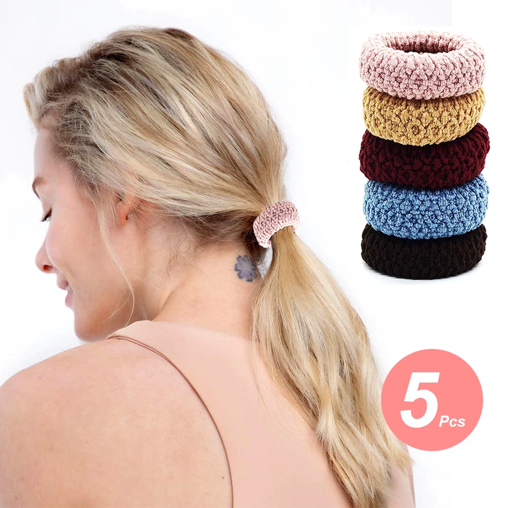 5 Stks/set Katoen Dikke Elastische Haar Banden Voor Vrouwen Naadloze Haar Touw Paardenstaart Houders Sport Hoofdband Haar Accessoires Voor Meisjes