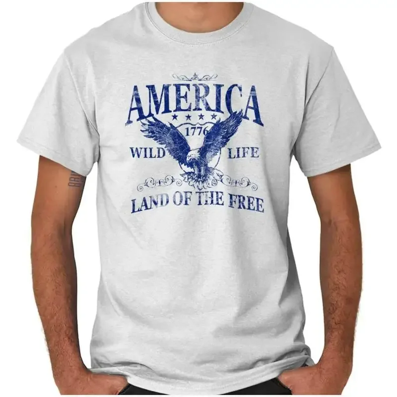 America Wild Life 1776 Land of the Free Adult Short Sleeve Crewneck Tee