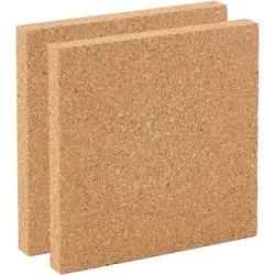 2PCS Square Bulletin Boards 6 x 6 inch Non Self-Adhesive Wood Cork Board 0.6 inch Thick Square Cork Board Cork Tiles for Wall