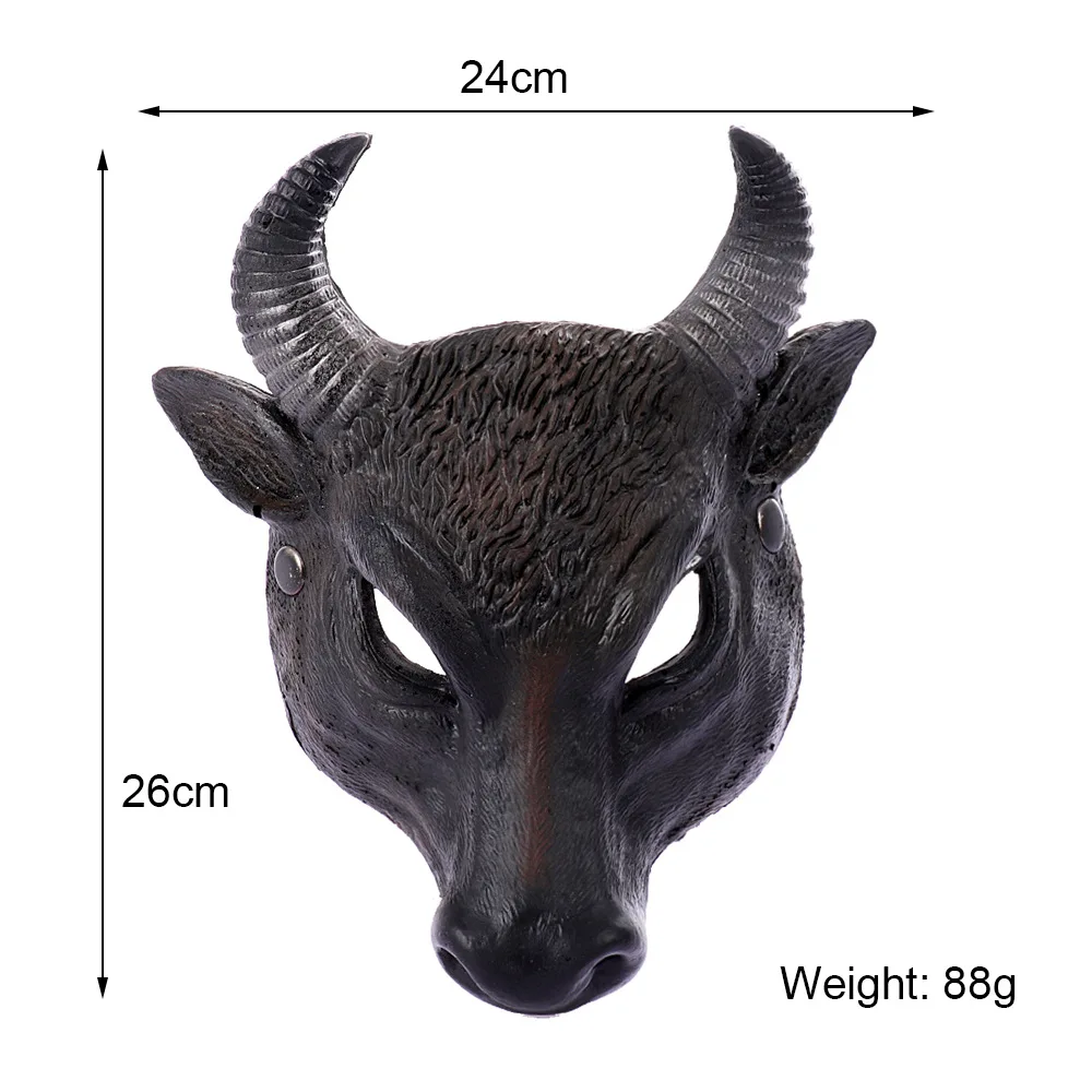 Ox Masks Black Buffalo Cosplay Halloween Masks PU Black Bull Half Face Mask Horror Animal Cosplay Mask Party Masque Accessories