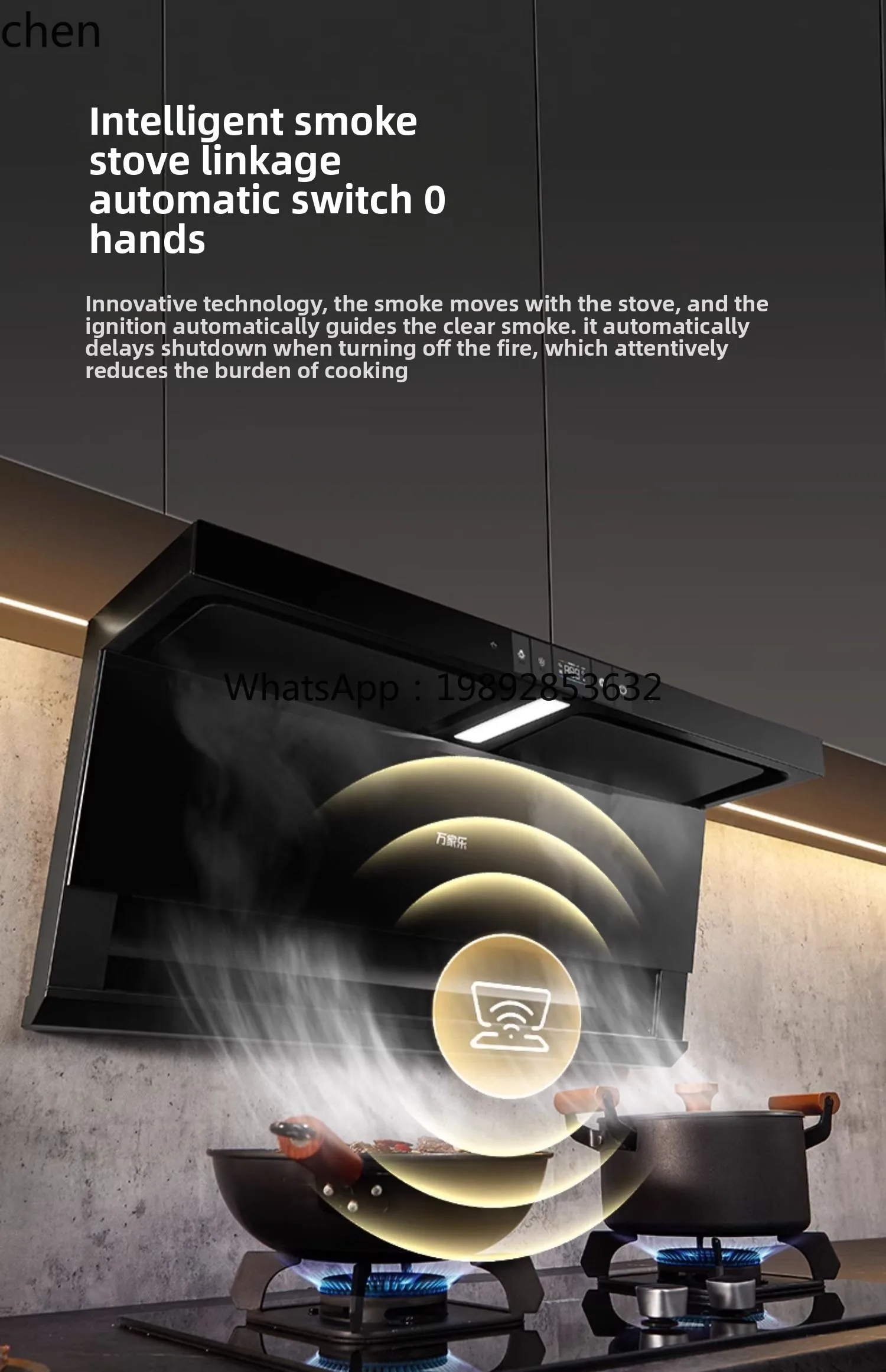 top side three suction range hood household kitchen ultra-thin frequency conversion large suction