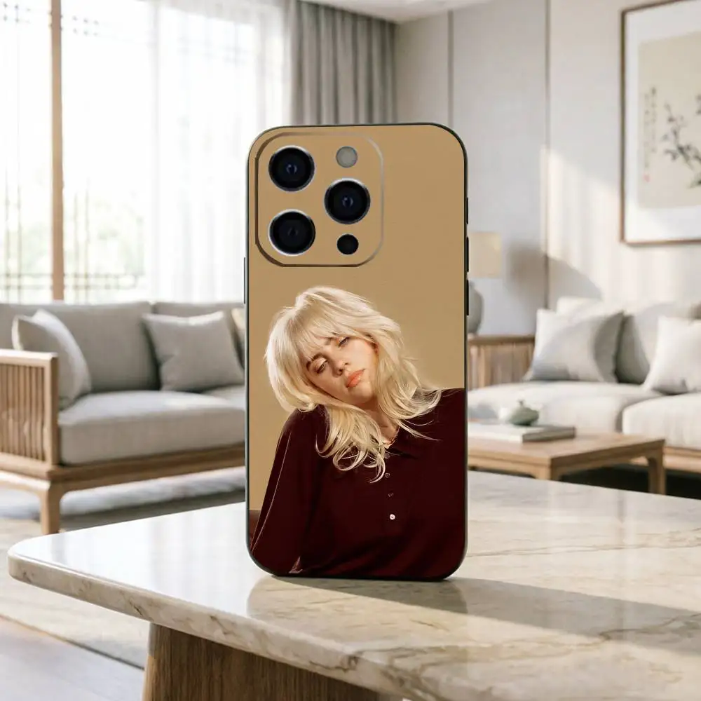 R-Rapper B-Billie E-Eilish Phone Case For iPhone 17,16,15,14,13,12,11 Plus,Pro Max,XS,Soft Silicone Black Cover Gift