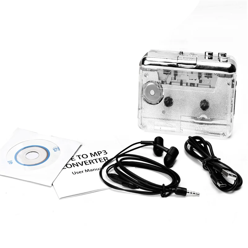 USB Cassette To MP3 Converter, Portable Walkman Tape Player For PC, Laptop, Compatible With Vista, Includes Headphones