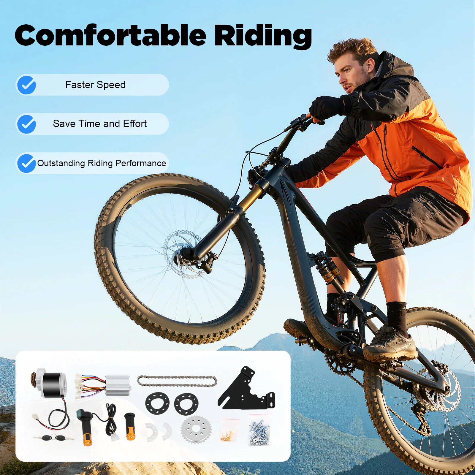 Kit di conversione bici elettrica 350w 36v, motore elettrico per mountain bike Set completo di aggiornamento elettrico fai-da-te per pendolarismo Uso di guida fuoristrada