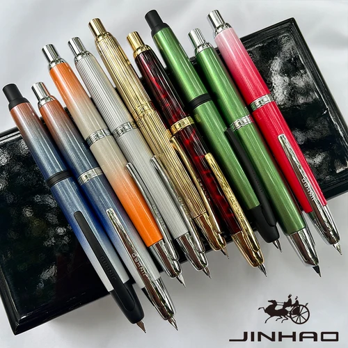 Imagen 2 del producto JINHAO 10 pluma estilográfica de prensa, punta retráctil EF/F de Metal con Clip, convertidor de pluma de tinta para escribir, suministros escolares, papelería PK A1 A2