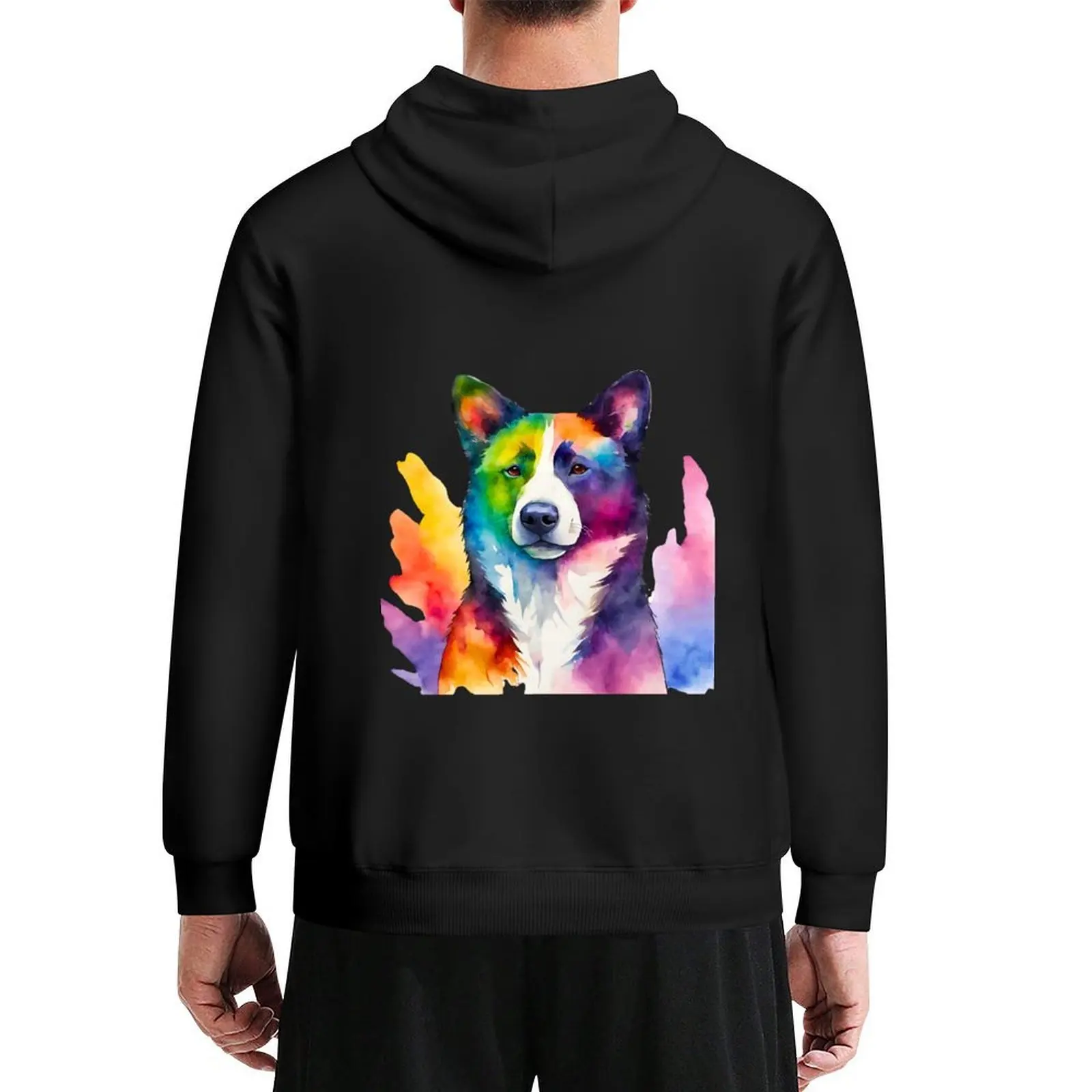 

Karelian Bear Dog Watercolor Portrait Hoodie hooded shirt clothes for men autumn new products men's clothing man hoodie