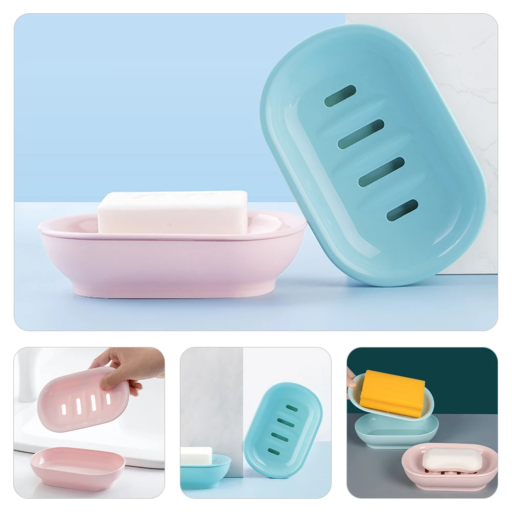 

2pcs Storage Tray Draining Holder For Shower Bathroom Kitchen Pp Lightweight Household Rack Bar Holder Soap Dish