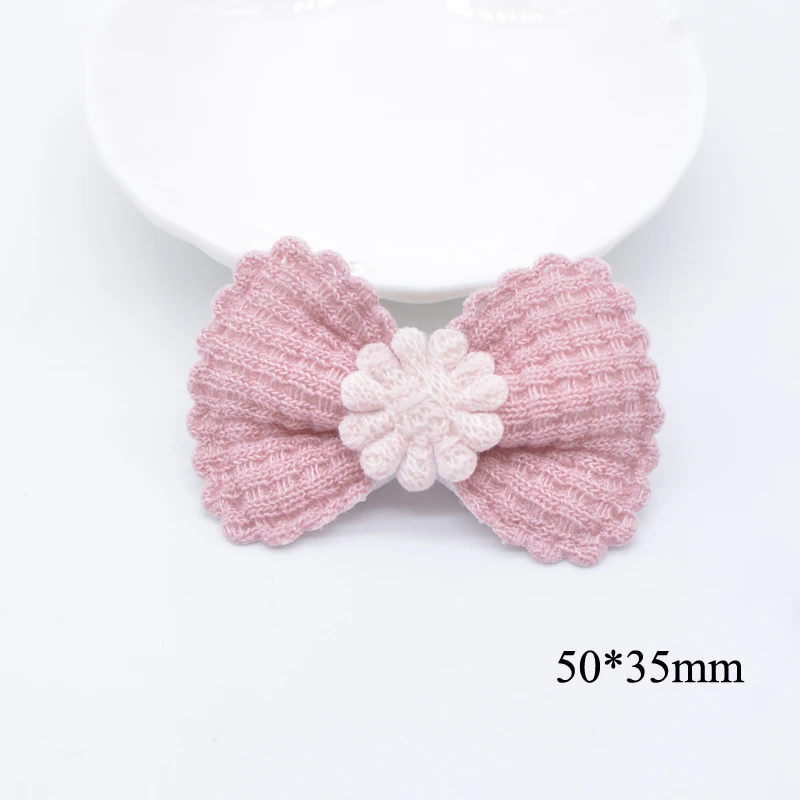 10/20Pcs 50*35mm Padded Cloth Bow Tie Crown with Pearl Appliques for DIY Clothes Hat Leggings Headwear Sewing Patches Accessory