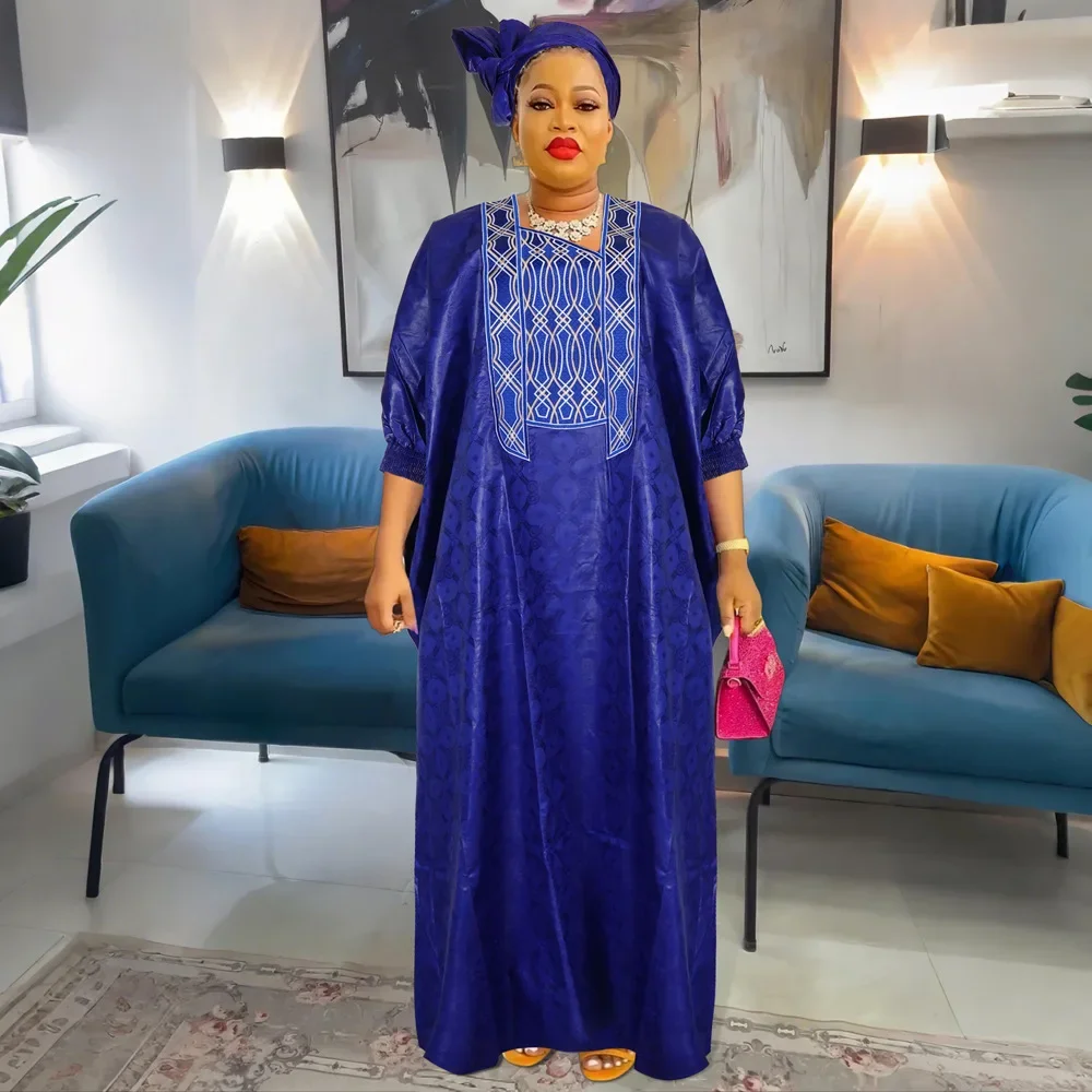 African Dresses for Women Elegant Traditional Bazin Embroidery Wedding Party Dresses Dashiki Africa Couples Matching Clothes