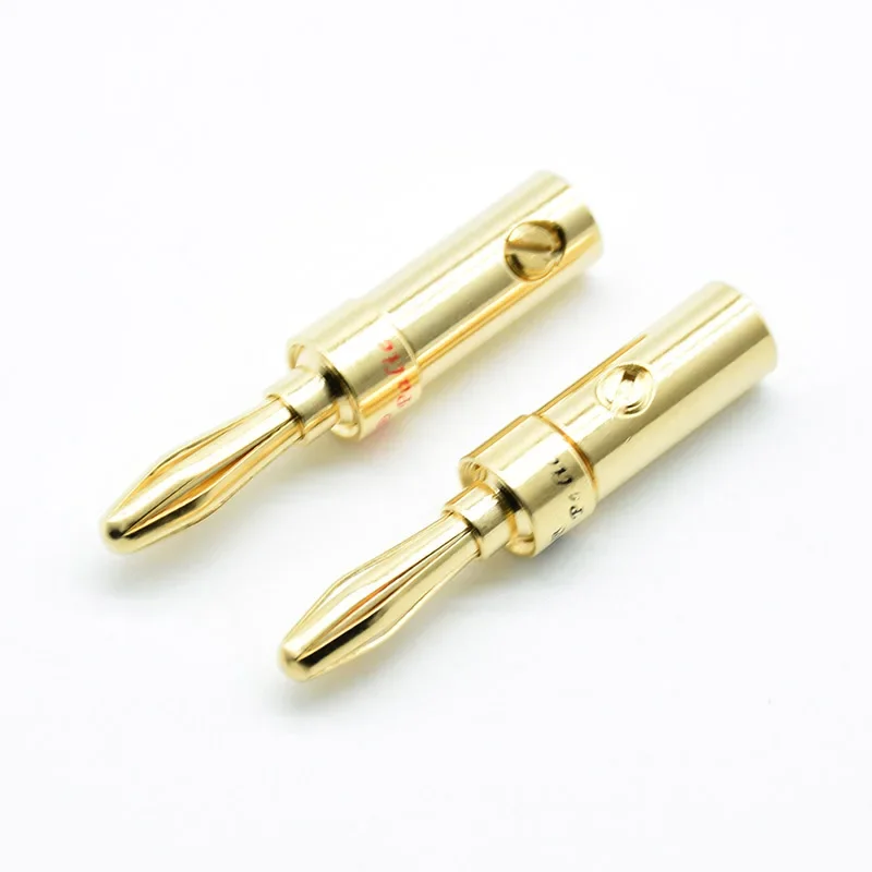 2pcs/1Red 1Black 4.5mm Budweiser Gold-plated Audiophile Speaker 4mm  Banana Musical Speaker Cable Plugs Connectors adapter