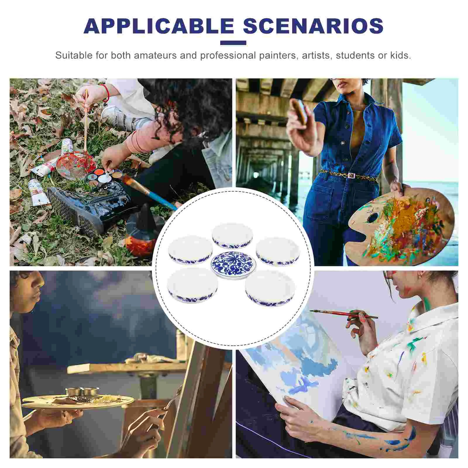 Tray Palette Porcelain Calligraphy Pigment DIY Painting Board Plate Ceramic Pallets Trays Child