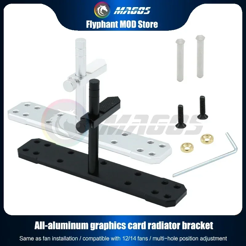 Full Aluminum Graphics Card Holder GPU Bracket For RTX 4080 4090 Seaview Room Cabinet, Bottom Fan Mounting