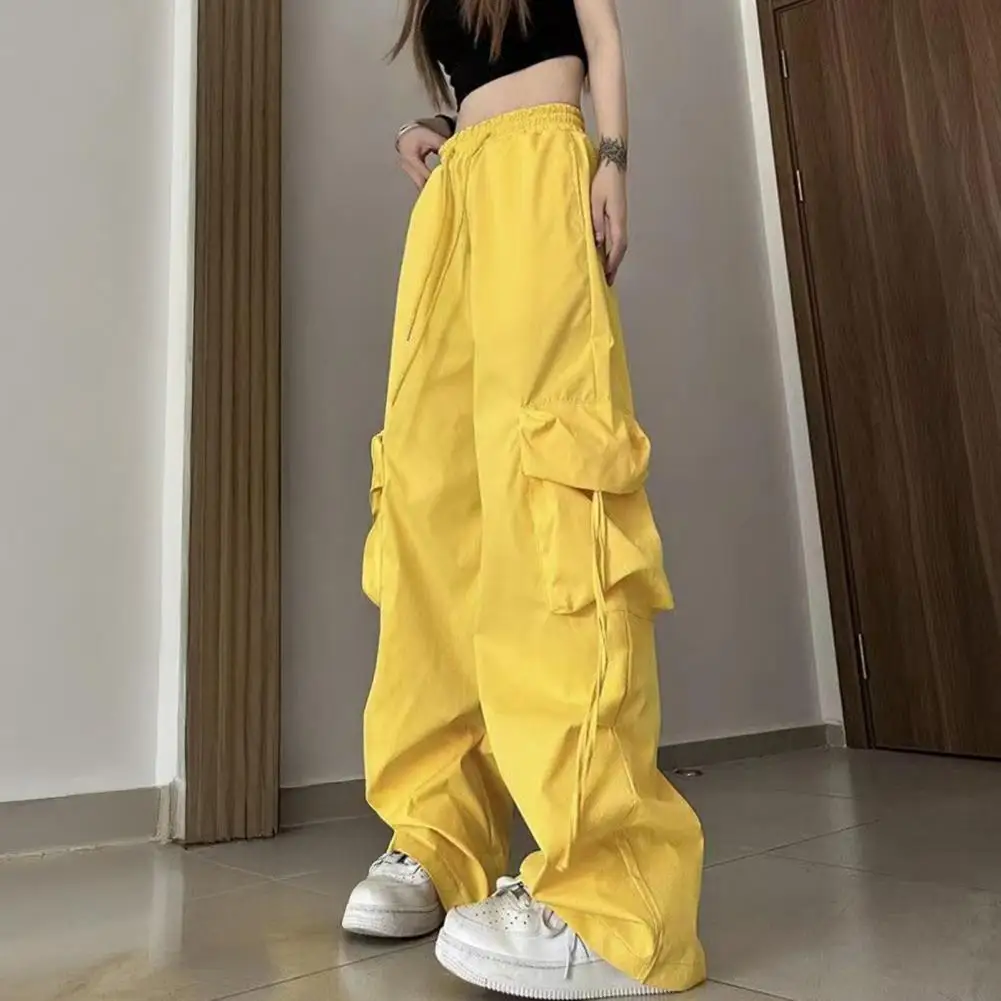 

High Waist Wide Leg American Sle Work Pants Women Summer Casual Loose Floor-Length Trousers Streetwear Sport Asymmetric