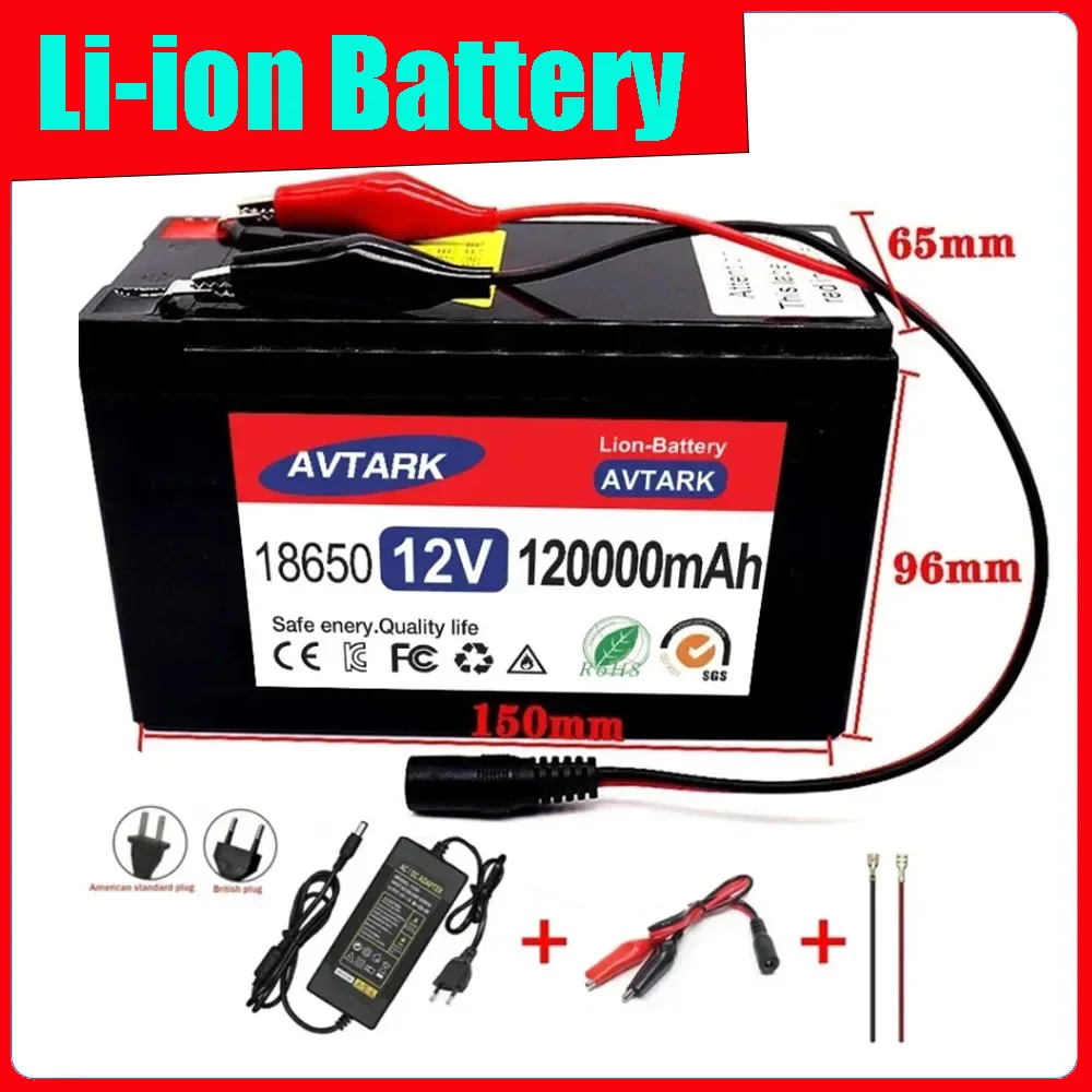 

Upgraded 24v 120A Li-Ion 18650 Battery Electric Vehicle Lithium Battery Pack24V-25.2V 120Ah Built-in BMS 70A High Curren