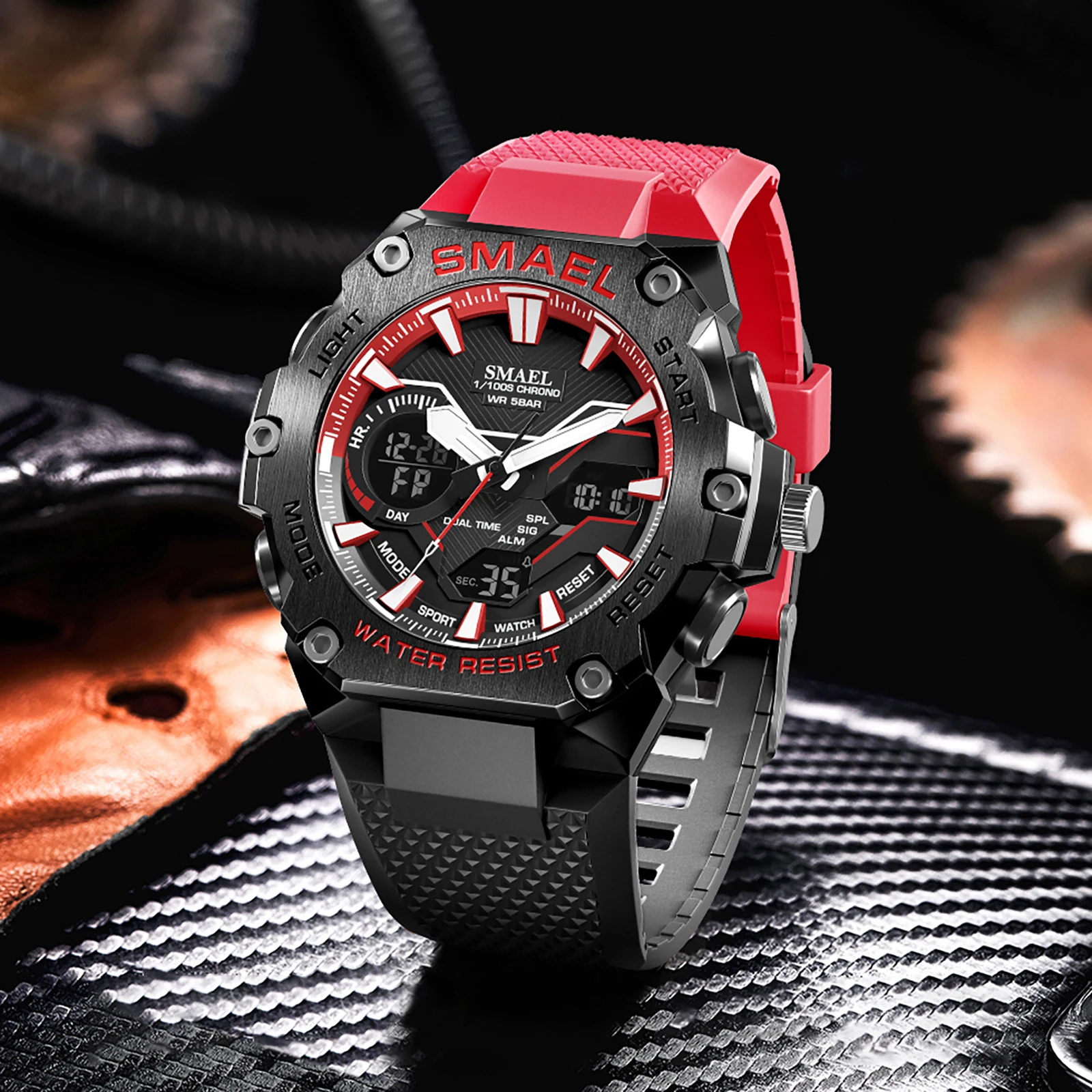 SMAEL Brand Sport Watches 50M Wateproof Dual Time Display Watches LED 8101 Stopwatches Alarm Multifunctional Men's Wristwatches