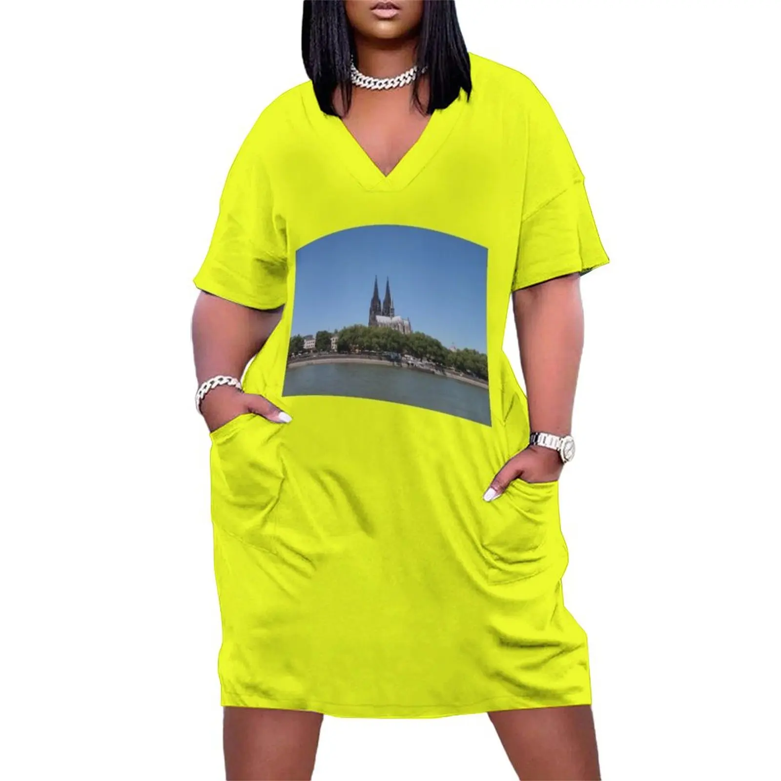 

Cologne Cathedral From The Rhine Loose Pocket Dress cocktail dresses women dress