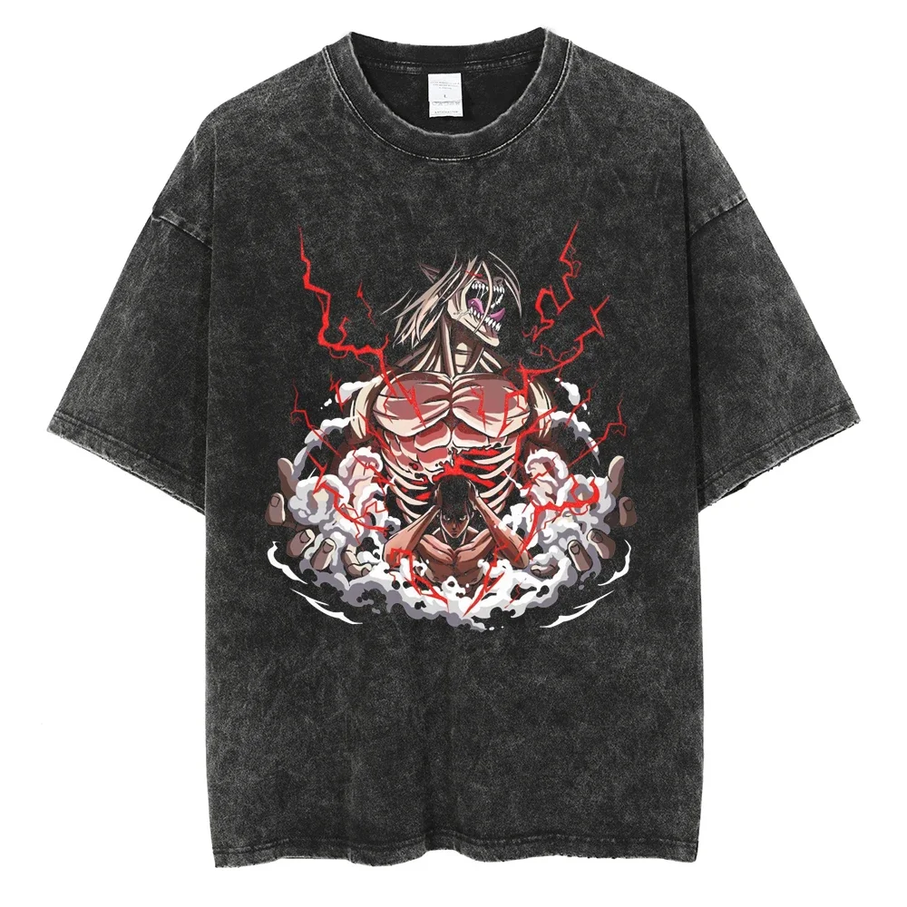 

Summer Short Sleeve Vintage T-shirt Harajuku Streetwear Anime Graphic T-Shirt Hip Hop Men Cotton Casual Loose Tops Tees