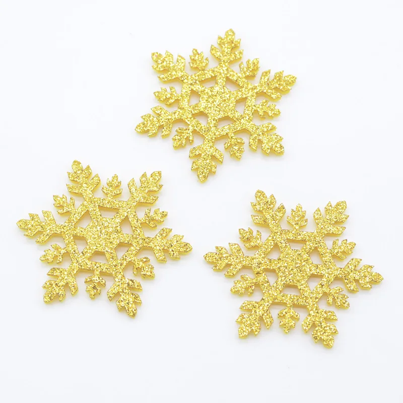 20Pcs Glitter Snowflake Padded Appliques for DIY Christmas Tree Hat Glass Windows Walls Stick-on Supplies Decor Patches