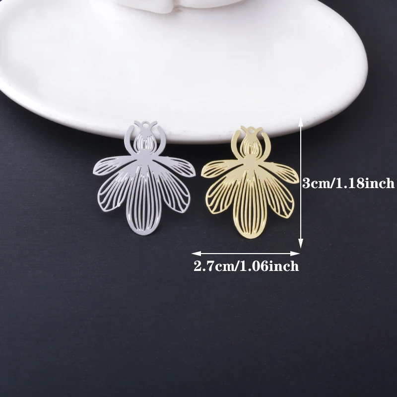 20 Stück AB9574 Schmuck aus 14k Gold, ausgehöhlte Bienen-Anhänger, bemalte Honigbiene, Tieranhänger, DIY-Zubehör für Damenohrringe und Halsketten – Detail 4
