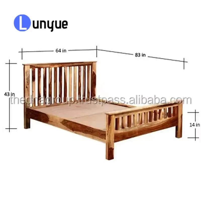 New Modern Design Natural Wooden Bed Frame Solid Wood Platform Bed for Bedroom Home Furniture Minimalist Style Durable