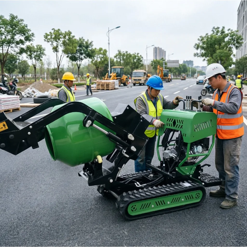 Diesel Track Type Mortar Mixing Machine Compact Rubber Crawler Narrow Indoor Renovation Cement Grout Batch Mix Equipment