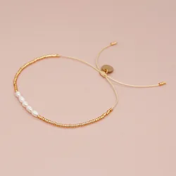 Go2boho Gold Plated Miyuki Bead Freshwater Pearls Friendship Tiny Bracelets For Women Summer Dainty Jewelry Girls Kids Gift