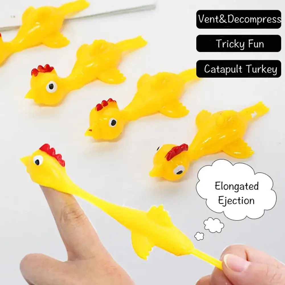 

Finger Chick Novel And Funny Sticky Decompression Toy Catapult Launch Turkey Fun Chicken Elastic Flying Slingshot Finger Toys