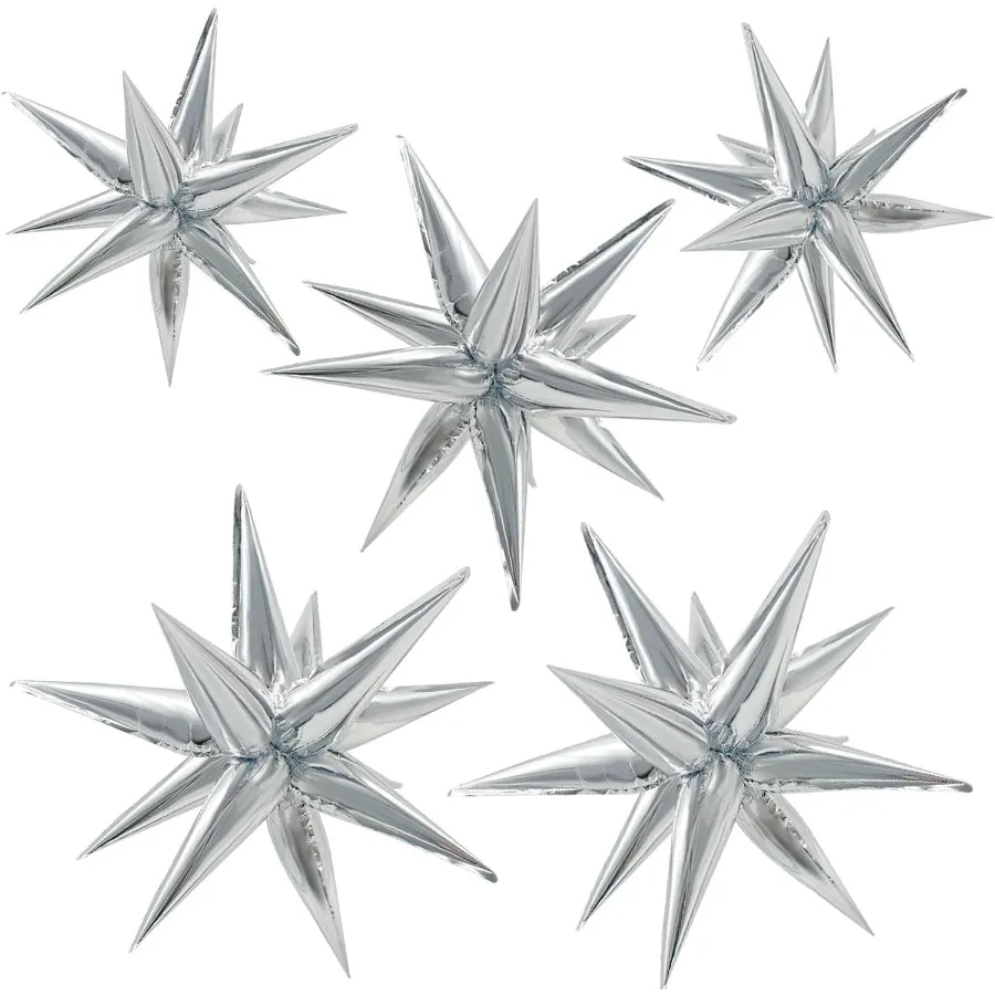 60 pçs balões de estrela de prata decorações de aniversário explosão balões mylar 12 balão de pico grande folha balão de baile para casamento a