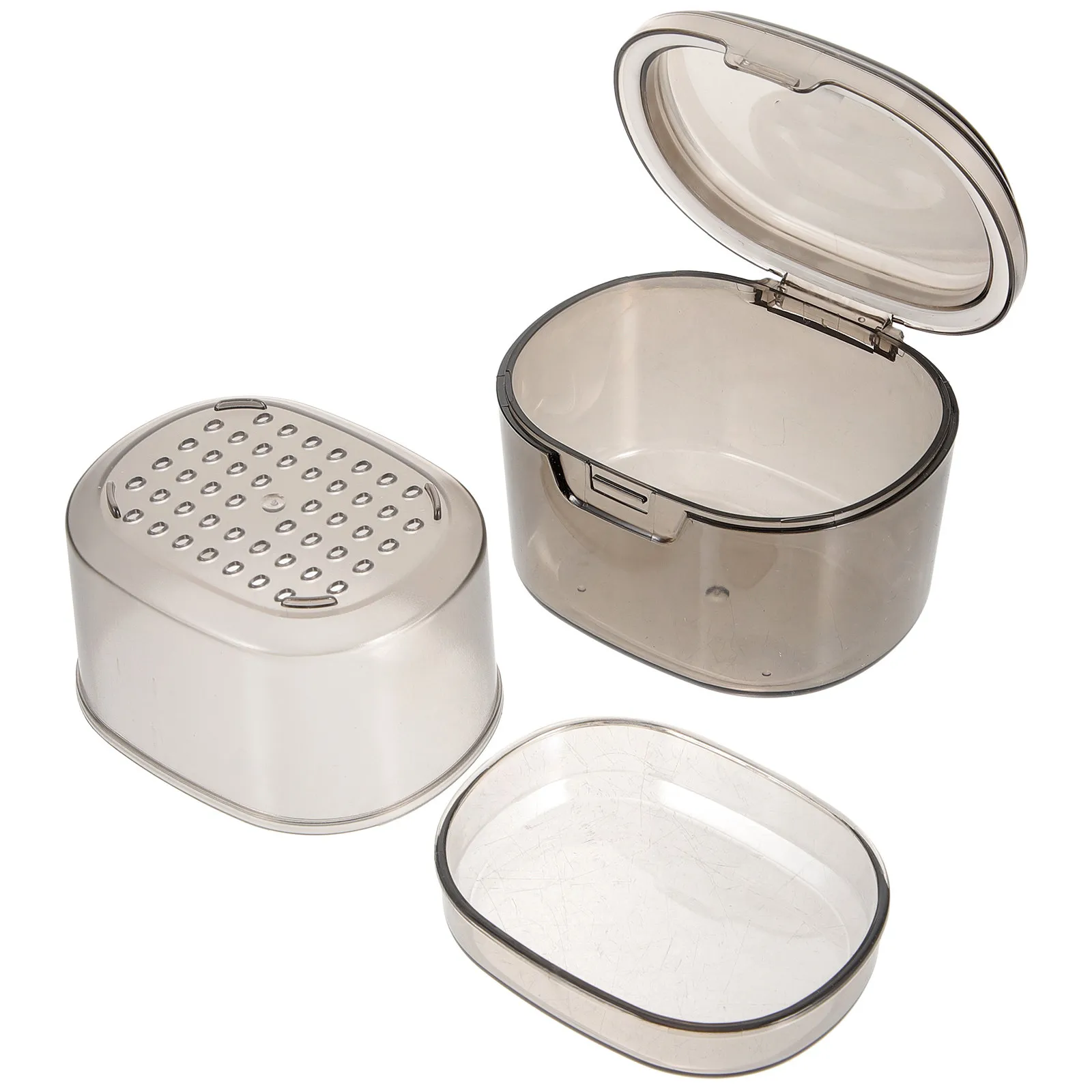 

Portable Denture Case with Drainage Design Small Retainer Container for Fake Teeth Braces Oral Hygiene on-The-Go Solution