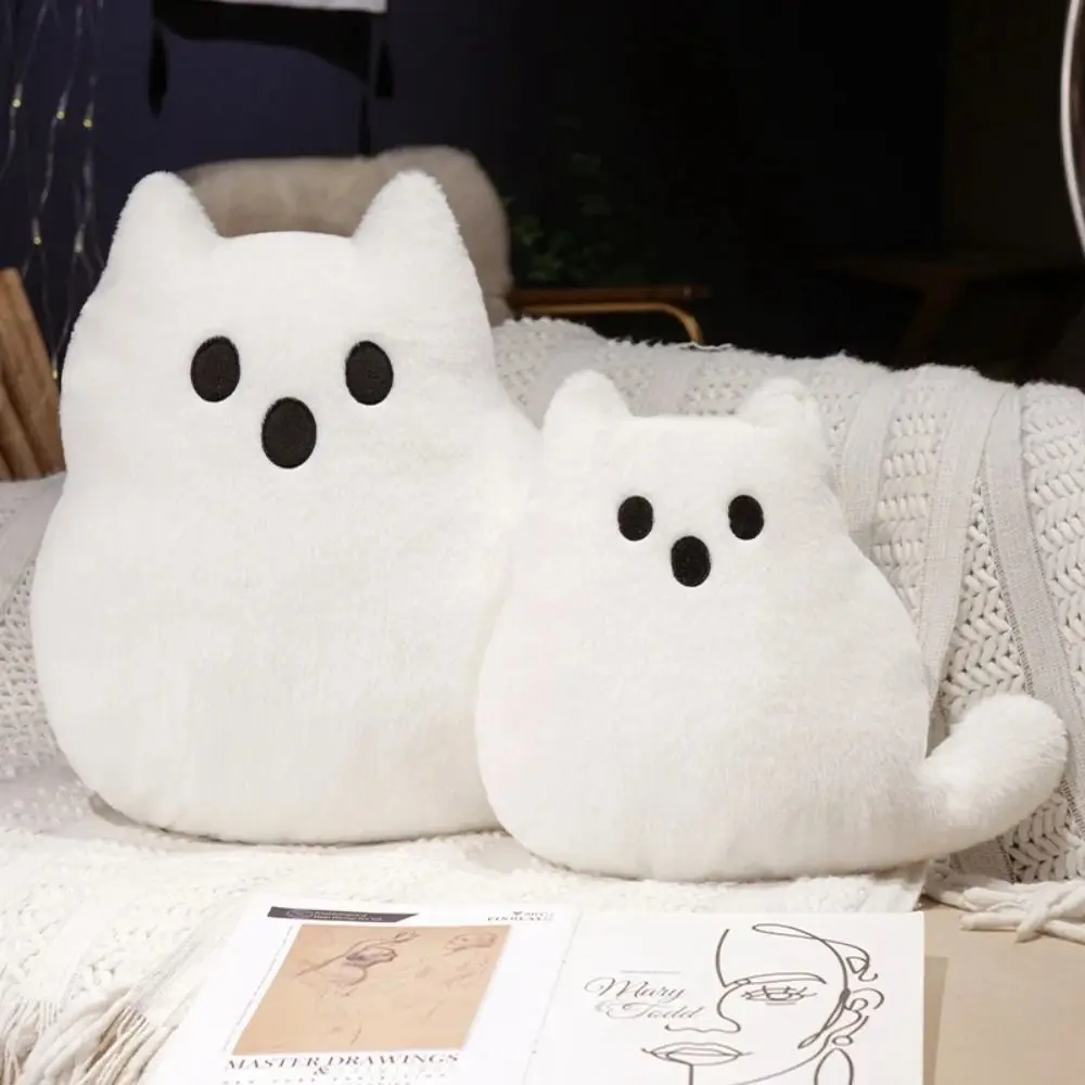 Halloween Style Ghost Cat Plush Toys PP Cotton Cartoon White Cat Plush Pillow Kawaii Funny Black Cat Plush Doll Children Girl