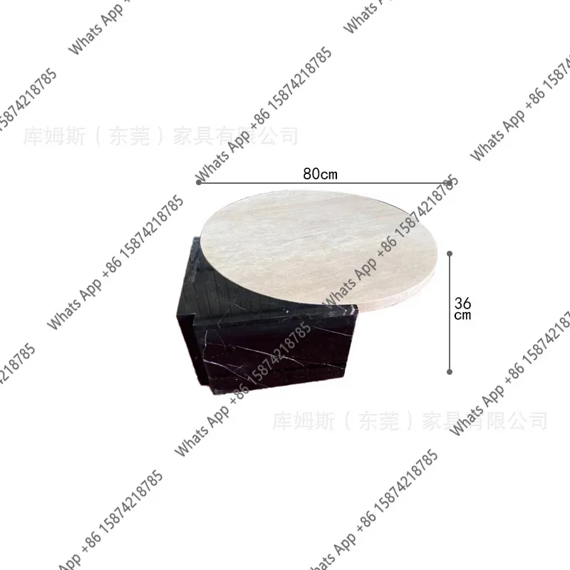Vv W Nordic Grid Simple Natural Yellow Travertine Marble Combination Coffee Table Model Room Living Room Art Coffee Table