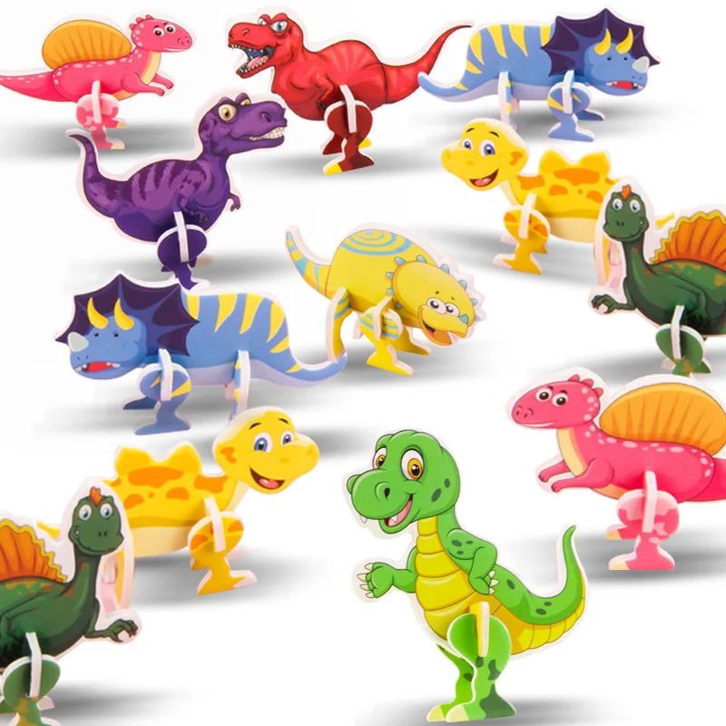 

20Pcs Kids Educational Toys Fun Cartoon 3D Three-dimensional Animal Jigsaw Puzzle DIY Early Education Assembled Dinosaur Toys