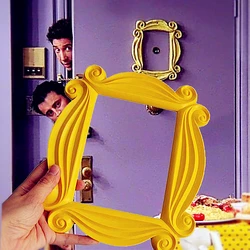 ZK30 TV Series Friends Handmade Monica Door Frame Wood Yellow Photo Frames Collectible Home Decor Collection Cosplay Gift