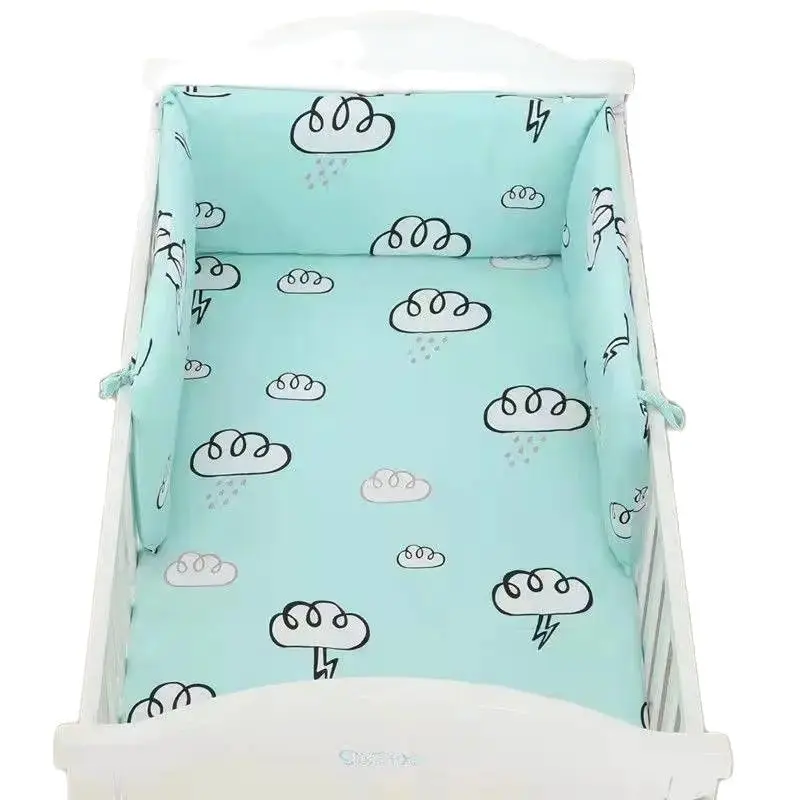 Thicken Removable Washable Crib Surround  Cute Print Baby Bed Anti-collision Fence One-piece Cotton Child Protection Bed Surroun