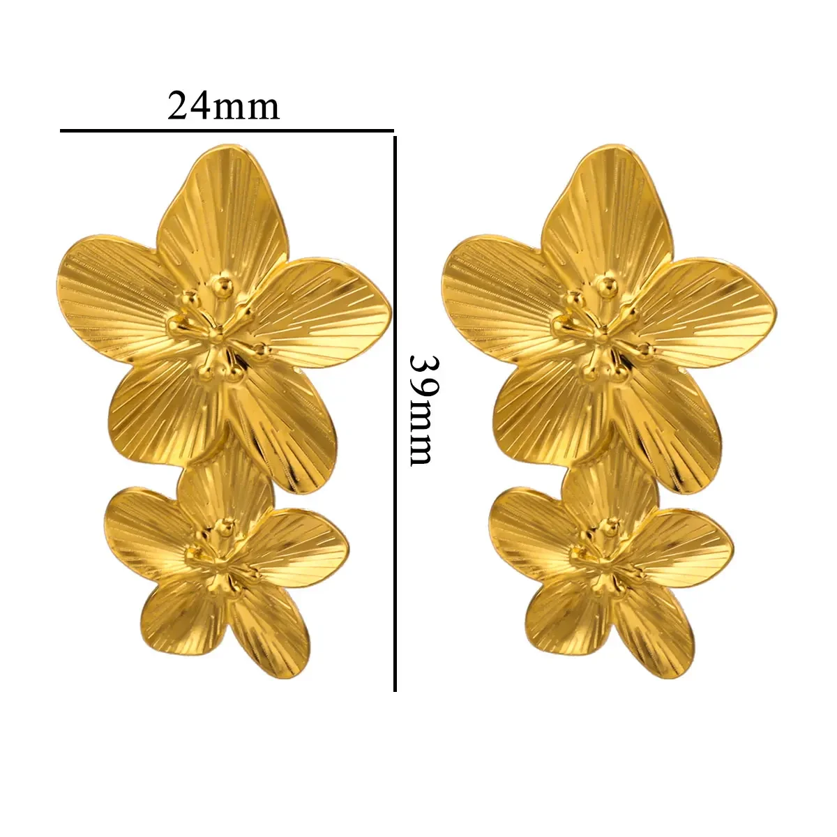 أقراط زهور ذهبية عتيقة من الفولاذ المقاوم للصدأ للسيدات ، عصرية وحساسة ، زوج واحد