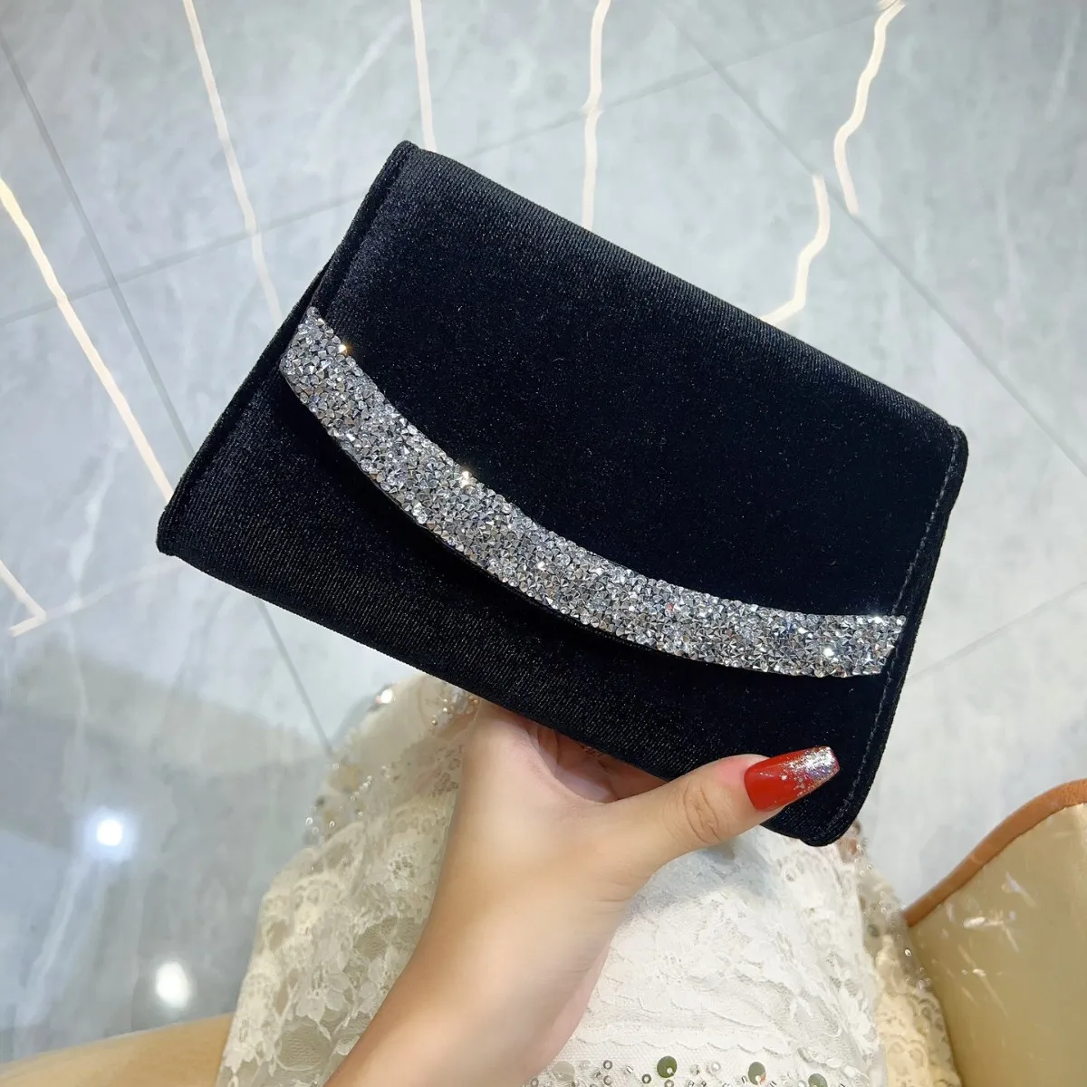 

Glitter Envelope Evening Clutch Bag Women Shiny Folded Purse Fashion Bling Bridal Wedding Party Dinner Handheld Shoulder Handbag