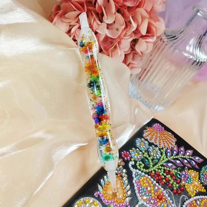 1set Flower Design Resin 5D Diamond Painting Pen, Colorful Point Drill Pen with 6 Heads DIY Arts Crafts Handmade Accessories - view 4